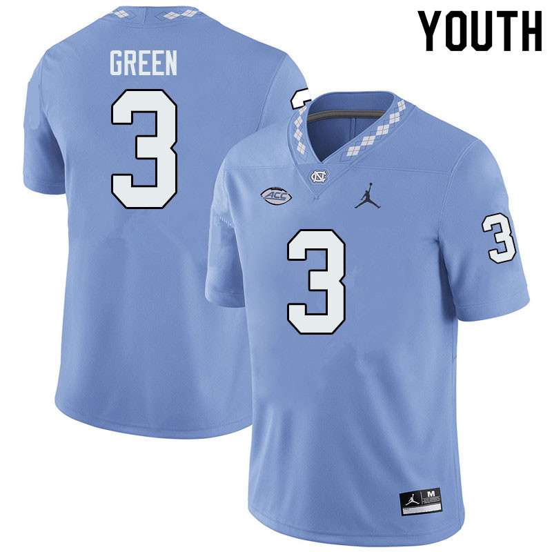 Jordan Brand Youth #3 Antoine Green North Carolina Tar Heels College Football Jerseys Sale-Blue